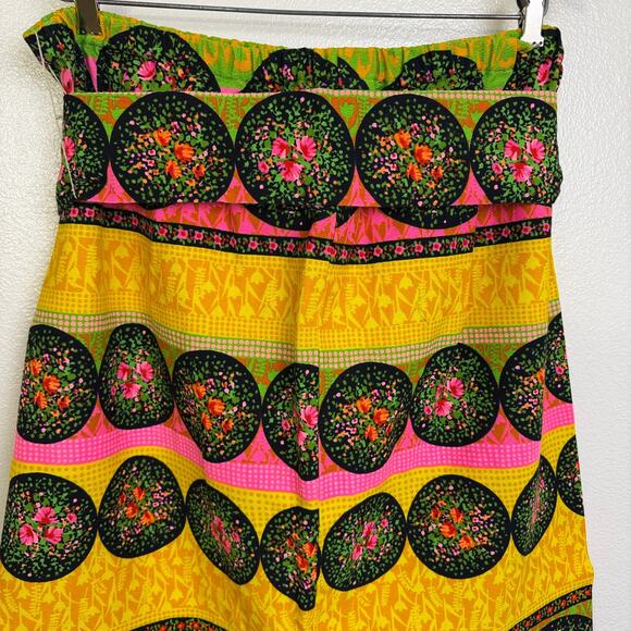 Vtg 60s Barkcloth Skirt Womens Multi Floral Slit Mr B Of California 37" Waist - Picture 8 of 10